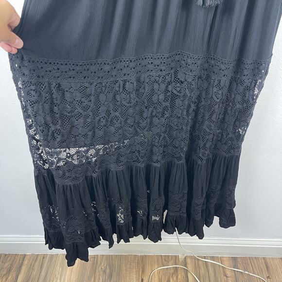 Aveology Tisha Embroidered Lace Black Maxi Dress Boho Gothic Women's Size 18 NWT - Picture 10 of 13